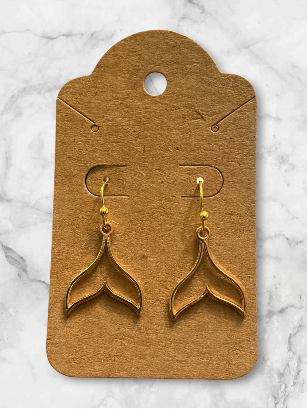Gold Mermaid Tail Dangle Earrings